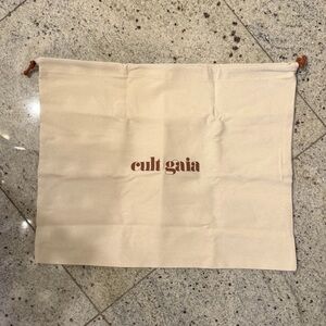cult gaia Cream Canvas Drawstring Pouch with Brown Logo